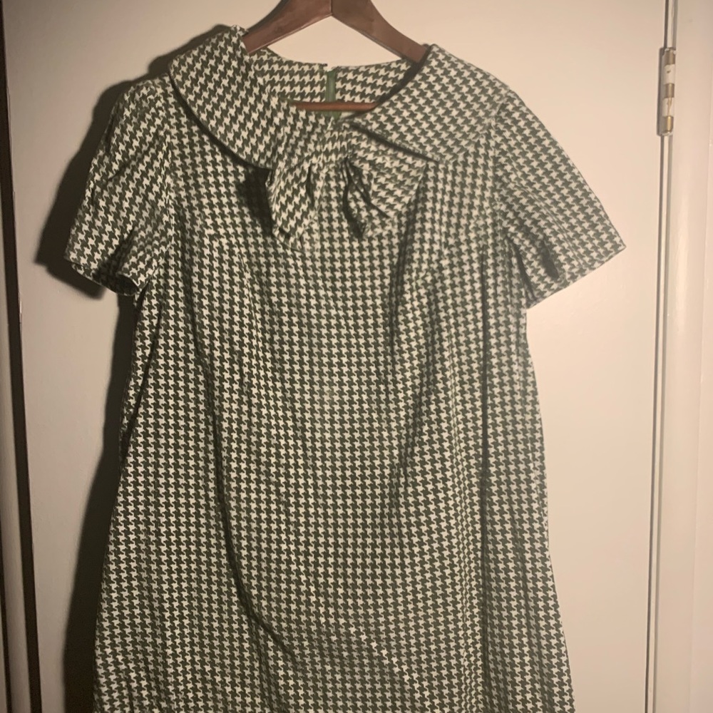 Vintage green houndstooth dress